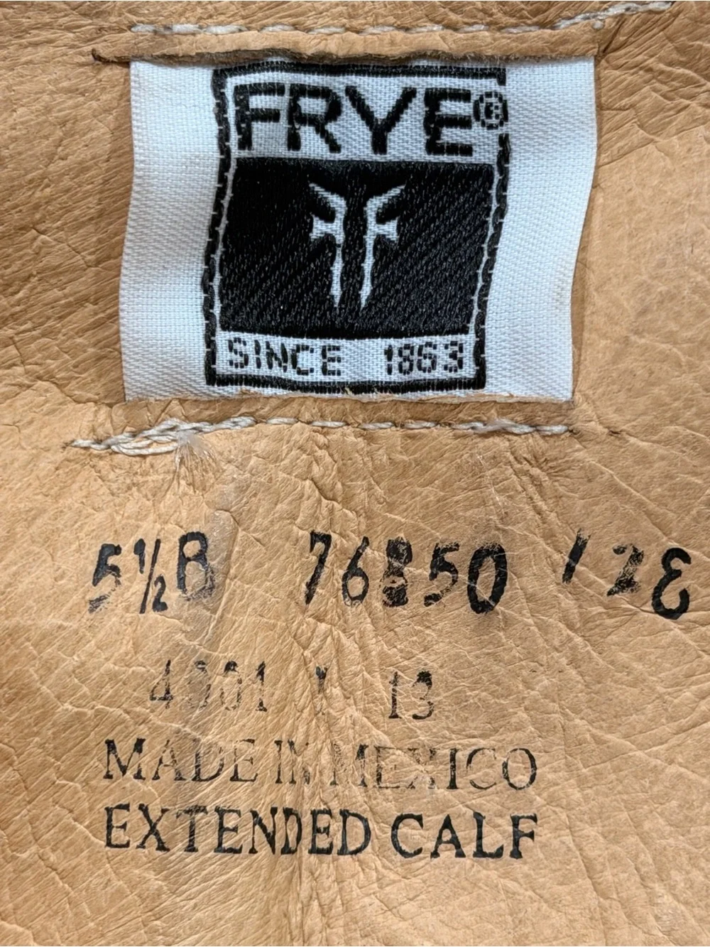 FRYE Phillip Harness Tall Leather Riding Boots Cognac Brown 5.5B Extended Calf